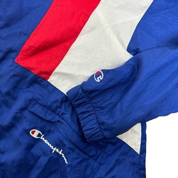 Champion Men's Size M Red White Blue Nylon Long Sleeve Vented Warm Up Jacket - Picture 5 of 9